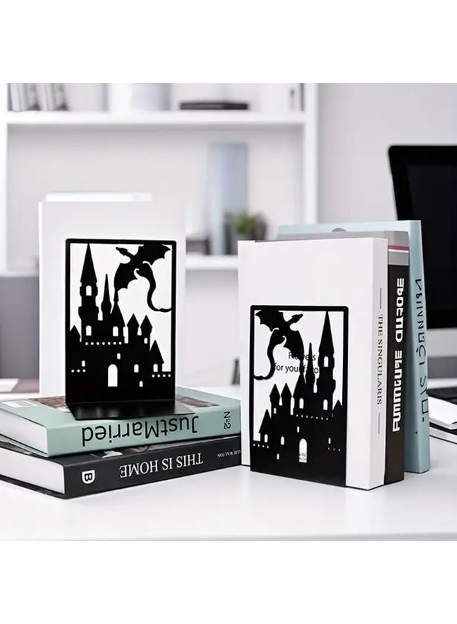 Black Dragon Castle Metal Book Stands With Crystal Accents Home Decor Gift - Image 5
